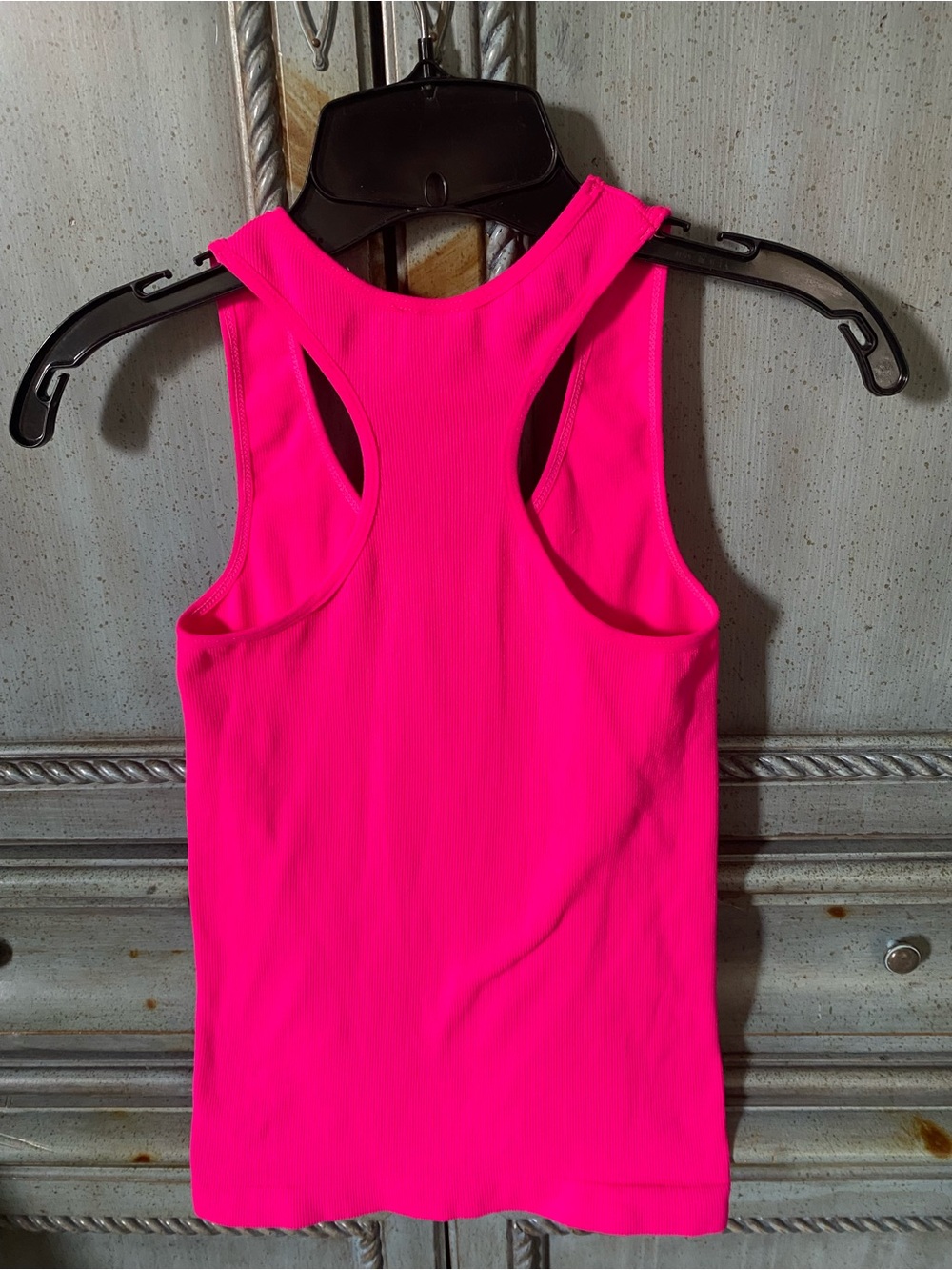 Bright Hot Pink Ribbed Racerback Tank Top by Tanco - Picture 4 of 5